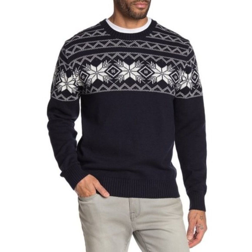 Weatherproof Fair Isle Mesh Crew Neck Sweater